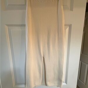 Free people Cream Ribbed midi skirt